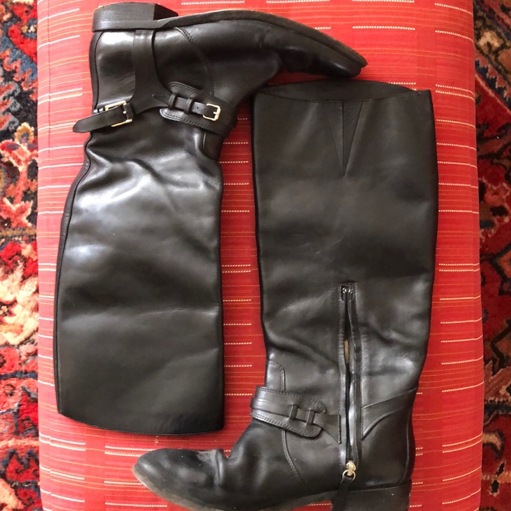 Burberry Black Leather Bridle Bristol Riding Boots